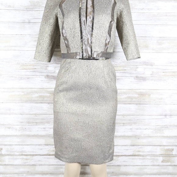 Carmen Marc Valvo 2 Pc Dress sz 4 and Jacket sz 4 - Picture 3 of 6
